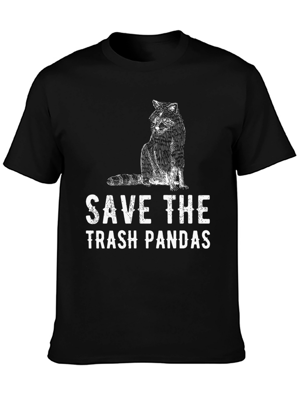 Save The Trash Pandas T-Shirt - Black Crew Neck