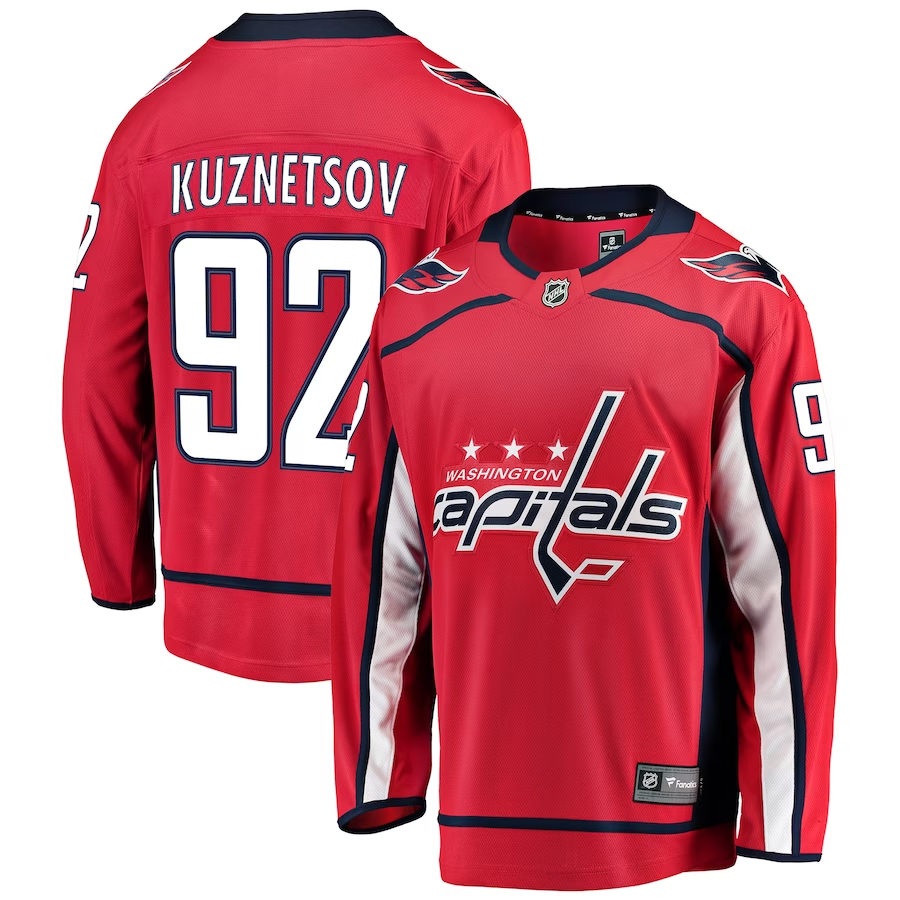 Men's Washington Capitals Evgeny Kuznetsov #92 Red Home Breakaway Player Jerseys