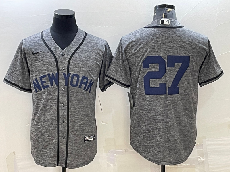 Men's New York Yankees Giancarlo Stanton #27 Gray Replica Team Name Jerseys