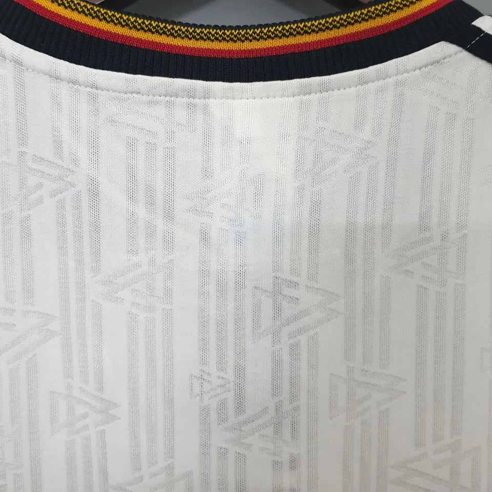 1996 Germany Home White Retro Soccer Jersey Detail 3