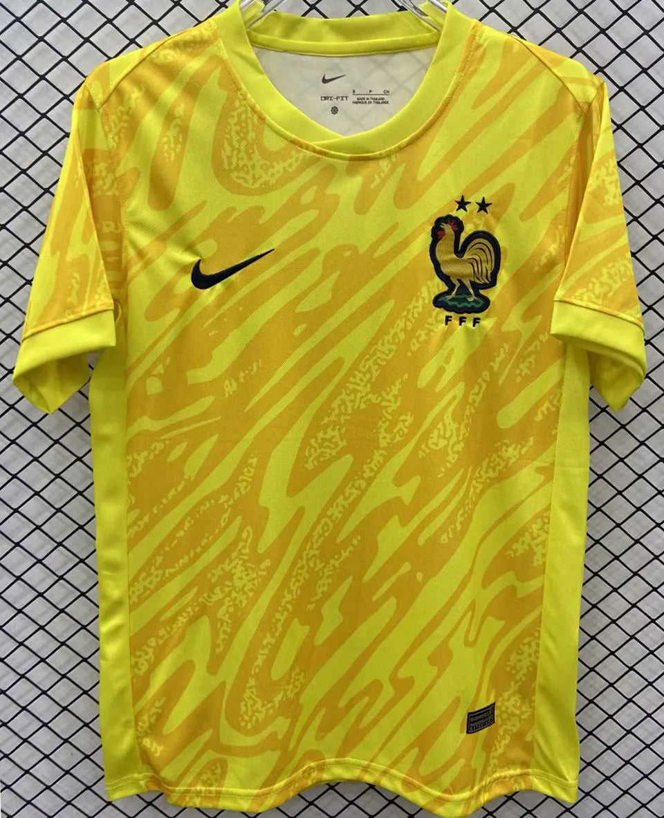 2024/25 France Yellow Goalkeeper Fans Soccer Jersey Front