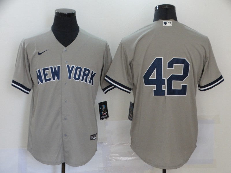Men's New York Yankees Mariano Rivera #42 Gray Replica Player Name Jerseys