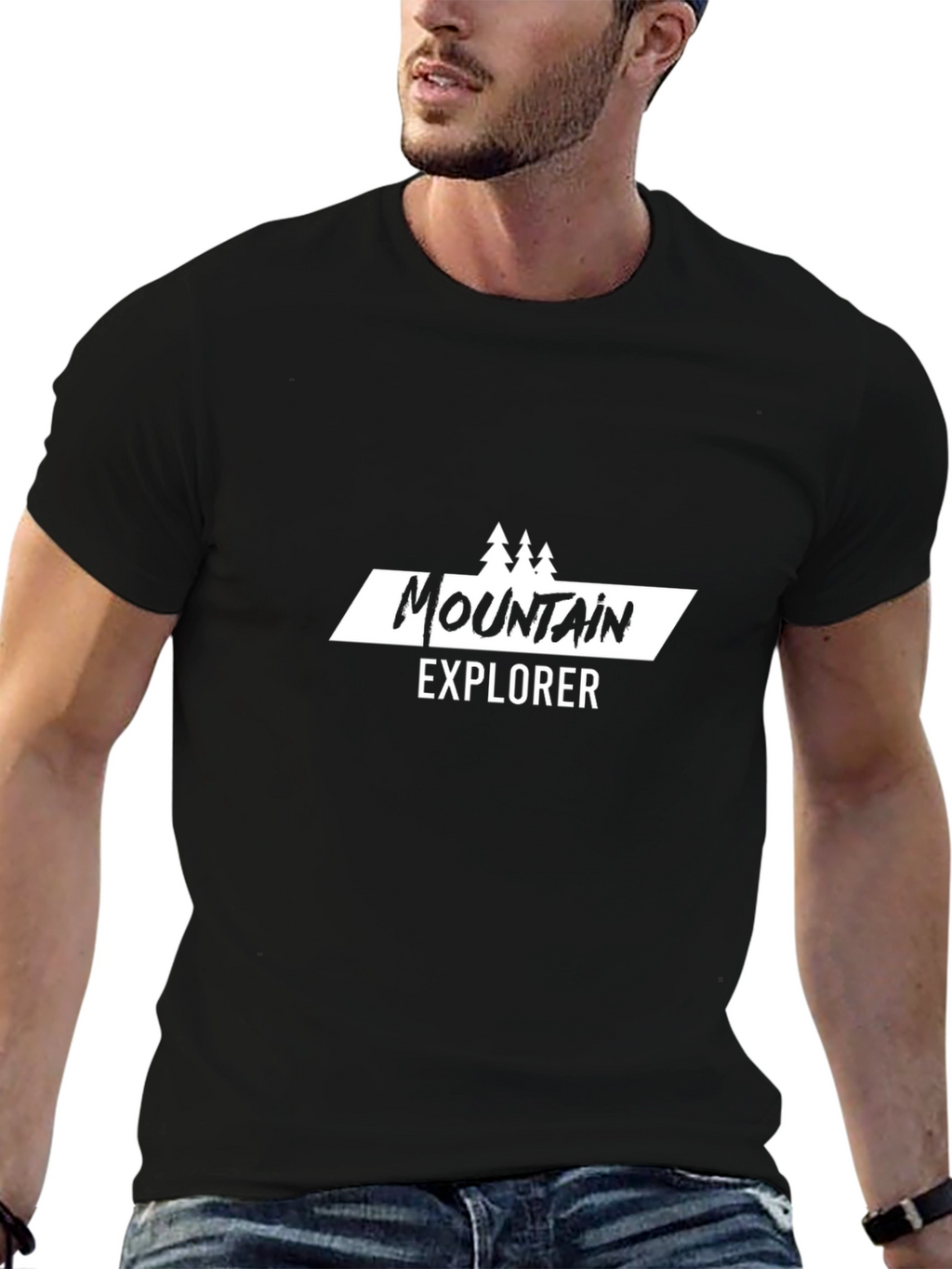 Mountain Explorer Graphic Tee - Black Cotton T-Shirt