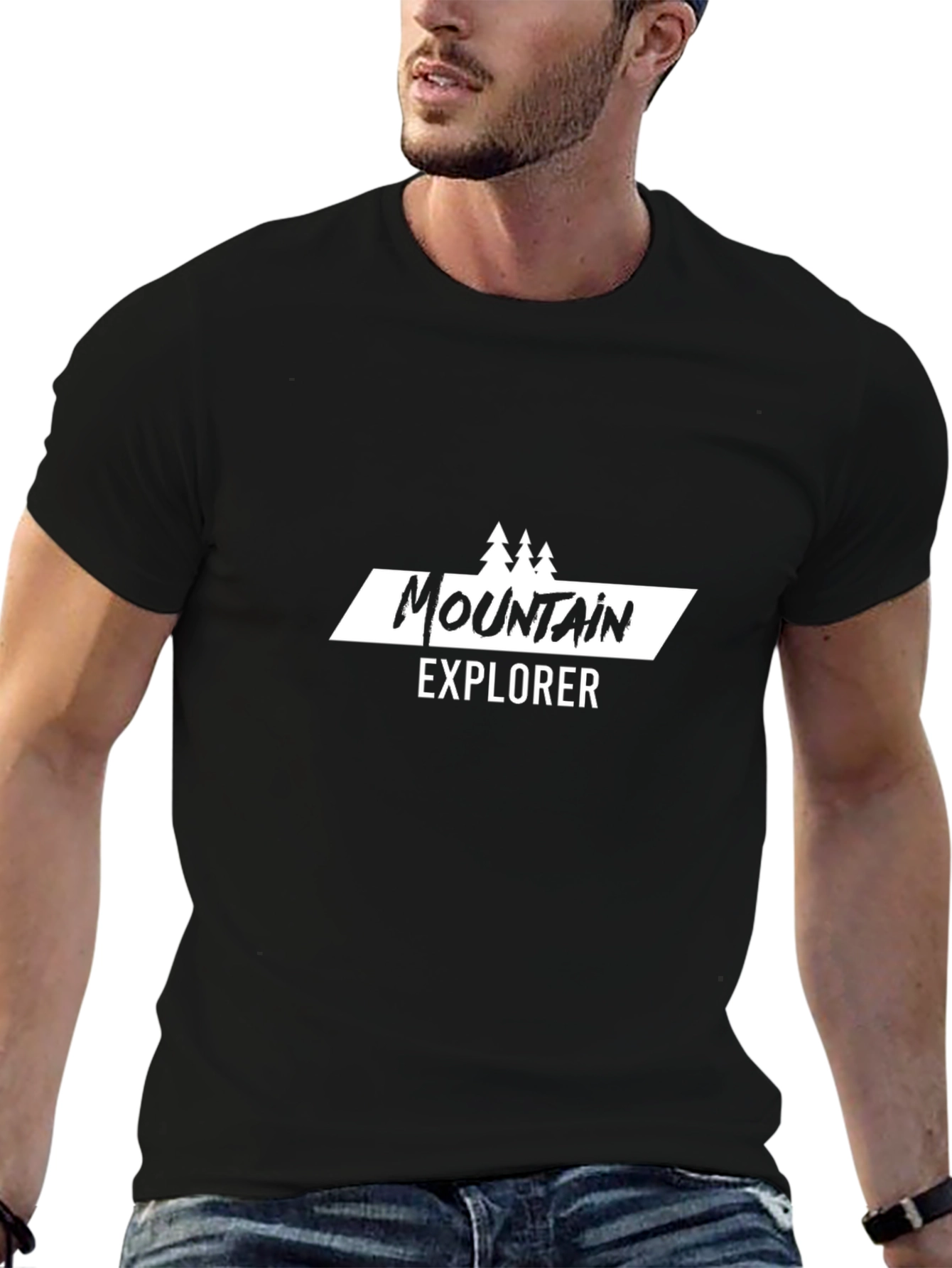 Mountain Explorer Graphic Tee - Black Cotton T-Shirt