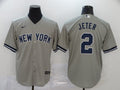 Men's New York Yankees Derek Jeter #2 Gray Replica Baseball Jerseys