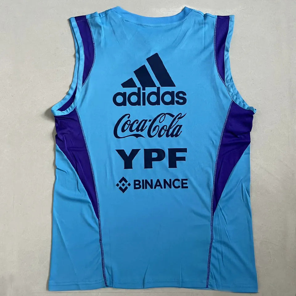 2024 Argentina Blue 3 Stars Vest Jersey 3星 背后有广告 Detail 1