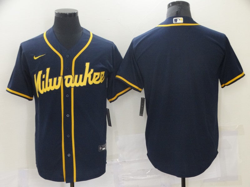 Men's Milwaukee Brewers Navy Replica Blank Jerseys