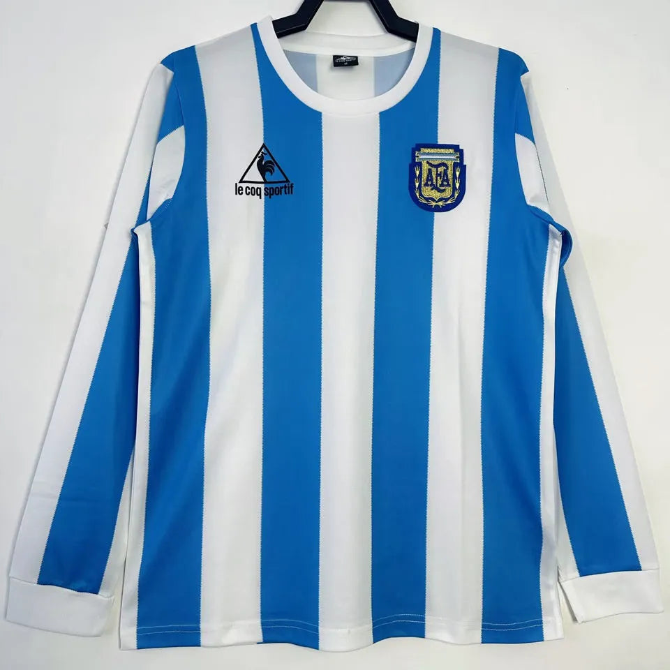2018 Argentina Home Retro Soccer Jersey Detail 3
