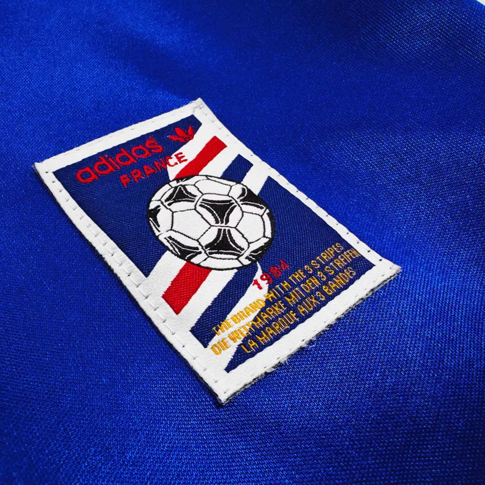 1984 France Home Blue Retro Soccer Jersey Detail 4