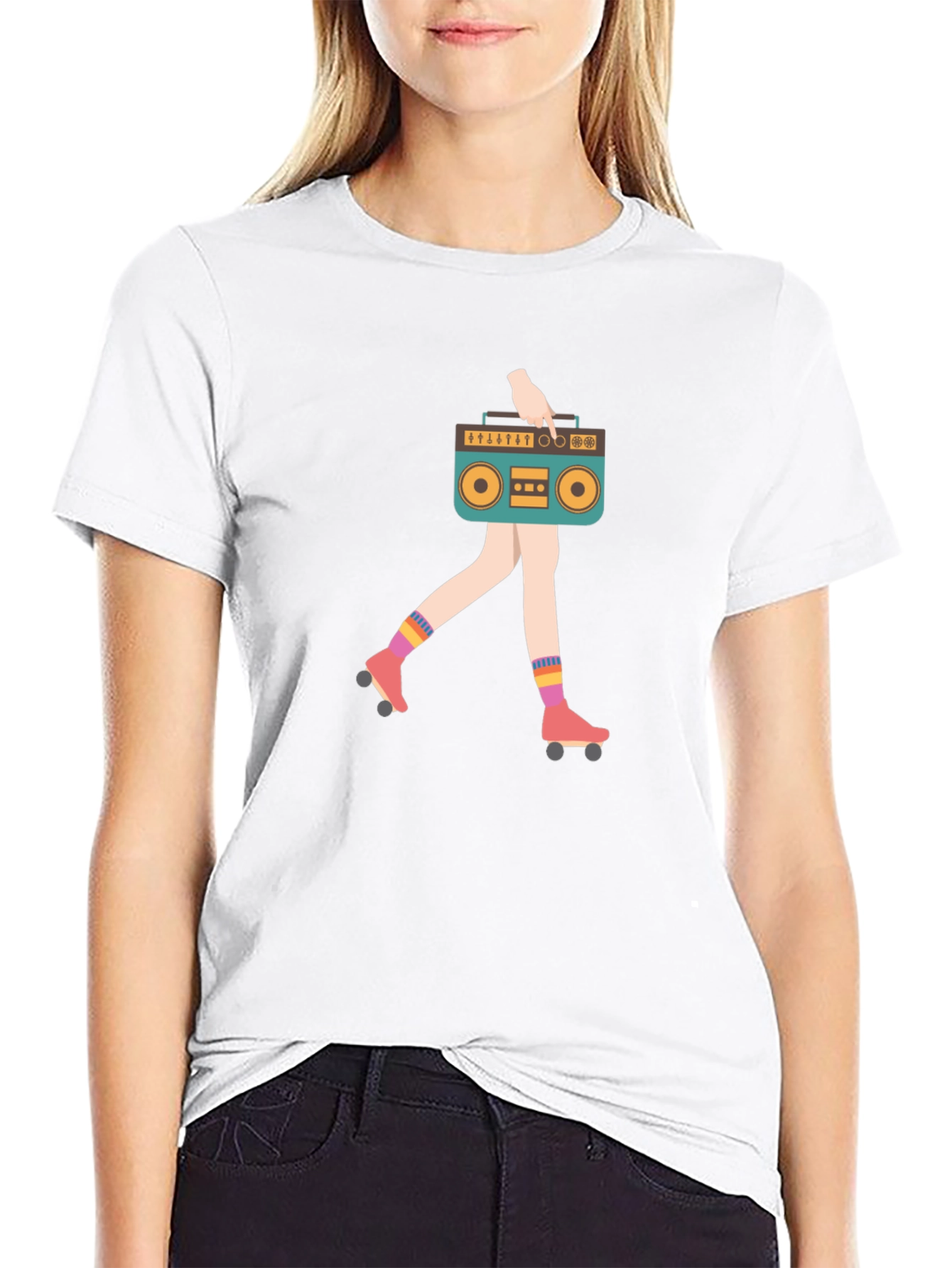 Retro Boombox Roller Skate T-Shirt