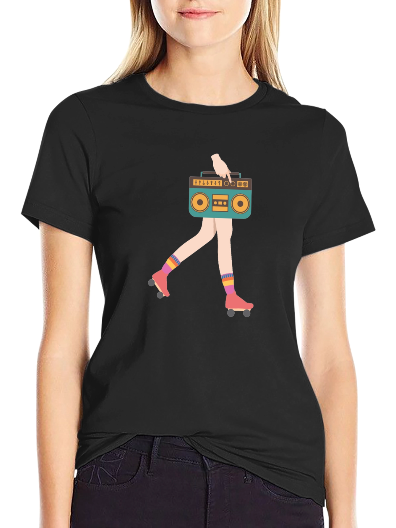 Retro Boombox Roller Skate T-Shirt
