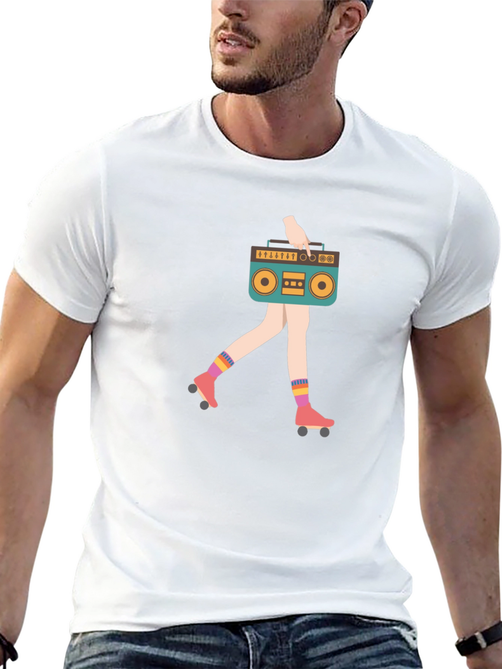 Retro Boombox Roller Skate T-Shirt