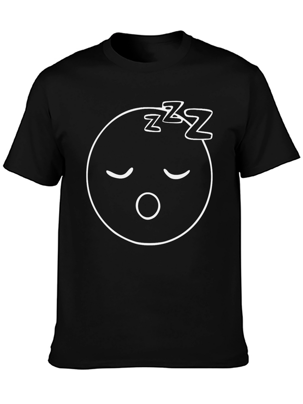 Sleepy Face Graphic Tee - Comfortable Black T-Shirt