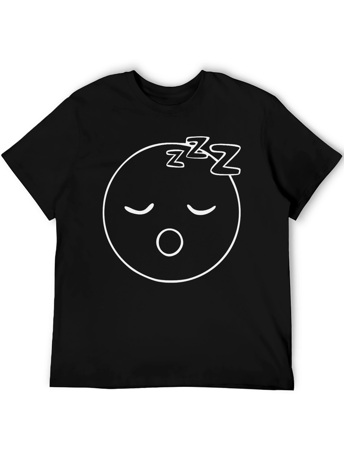 Sleepy Face Graphic Tee - Comfortable Black T-Shirt
