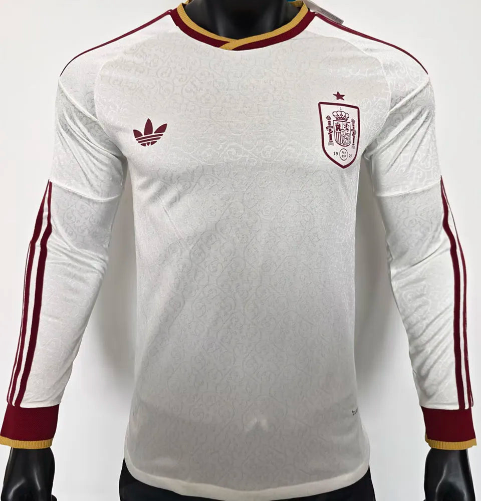 2026/27 Spain Away Player Version Long Sleeve Soccer Jersey Front