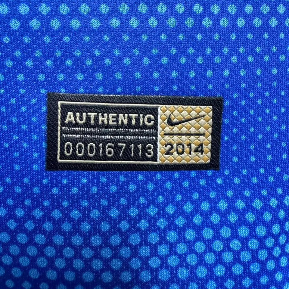 2014 Brazil Away Blue Retro Soccer Jersey Detail 4