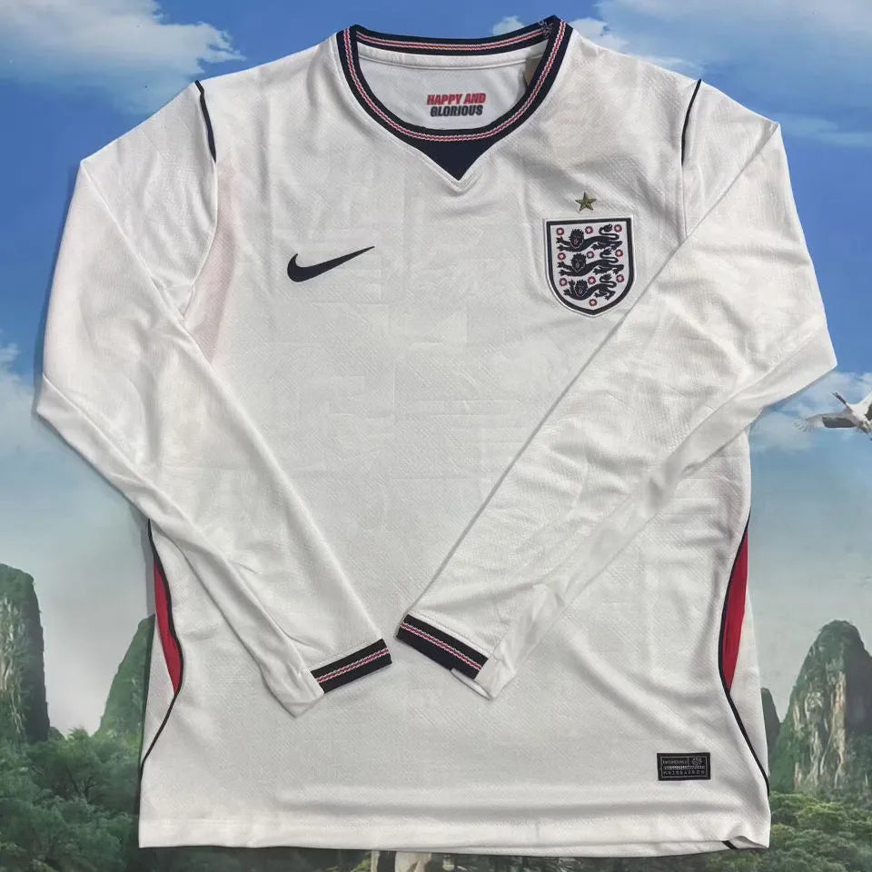 2026/27 England Home White Fans Long Sleeve Soccer Jersey Front