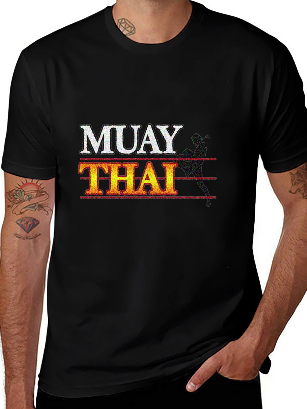 Muay Thai Graphic Print Black T-Shirt
