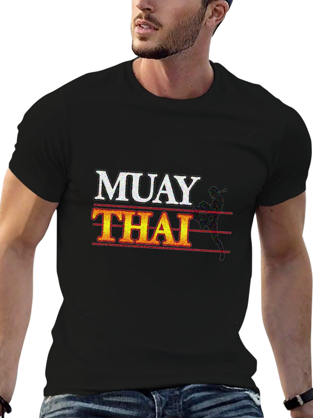 Muay Thai Graphic Print Black T-Shirt