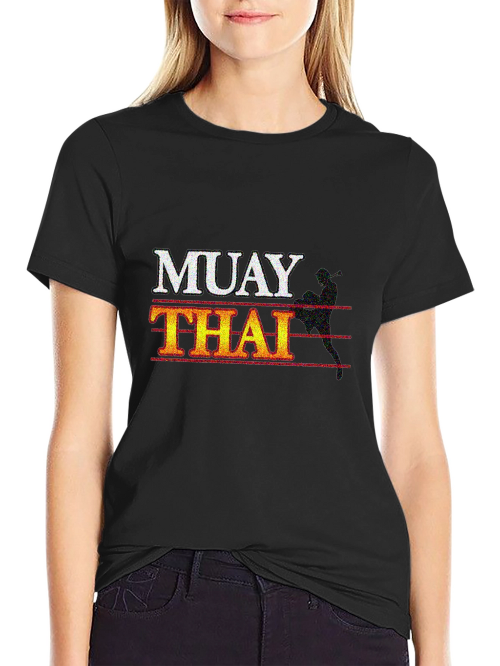 Muay Thai Graphic Print Black T-Shirt