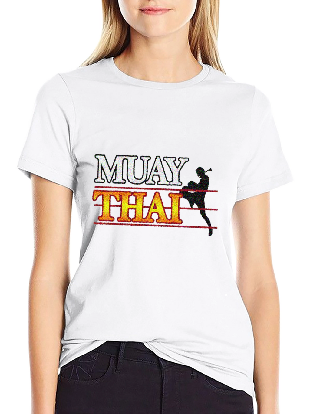 Muay Thai Graphic Print Black T-Shirt