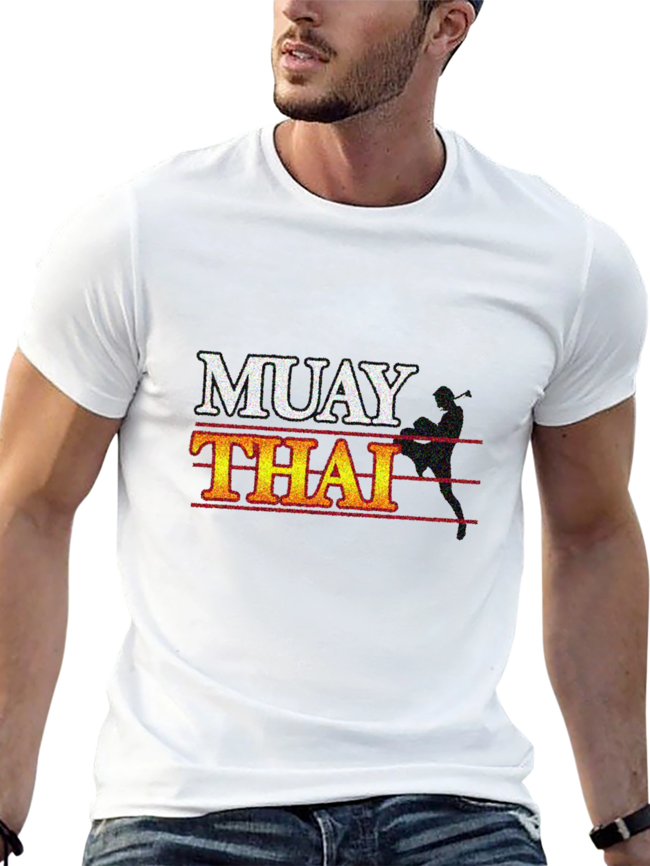 Muay Thai Graphic Print Black T-Shirt