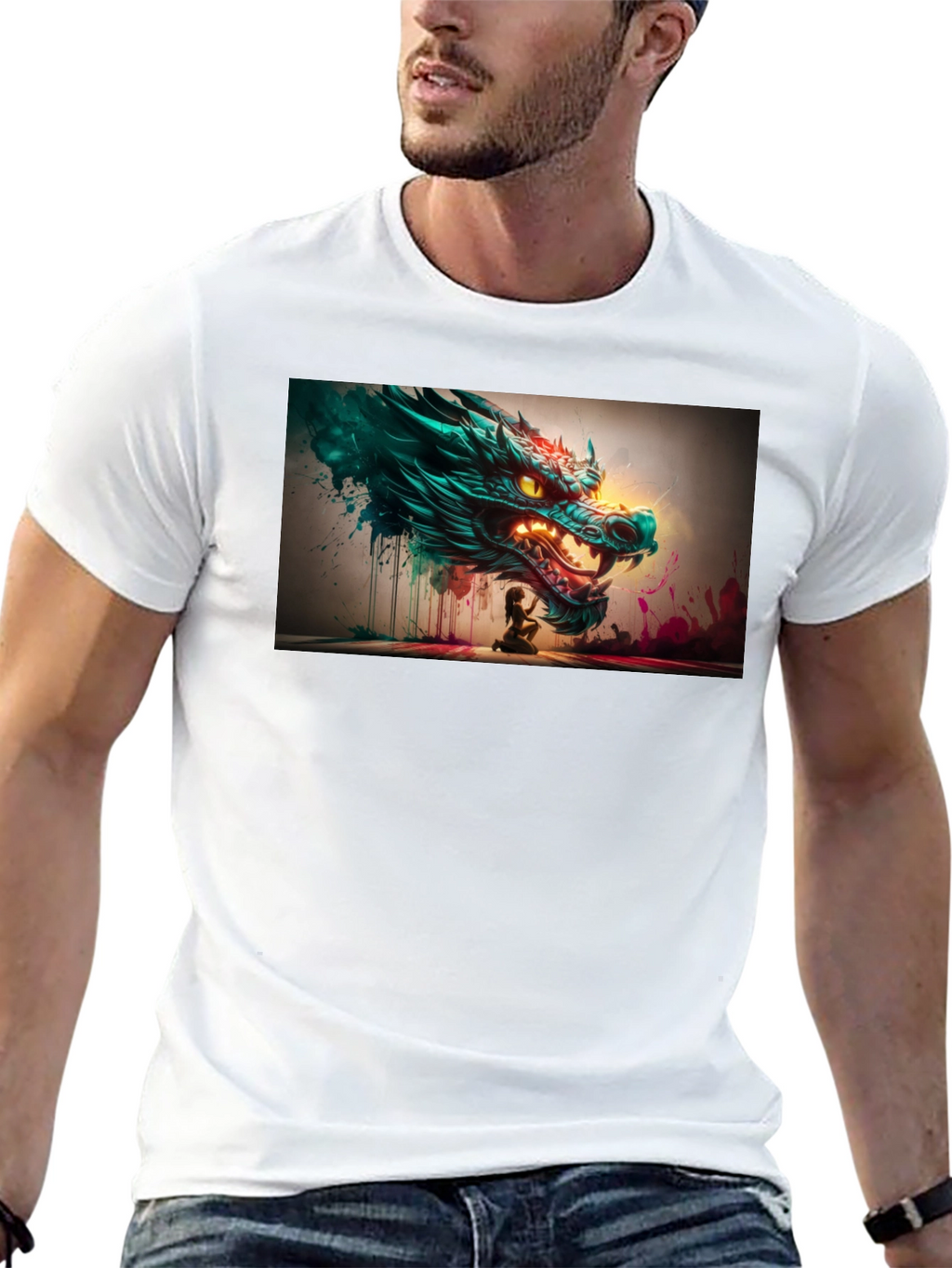 Dragon Graphic Print Black Tee