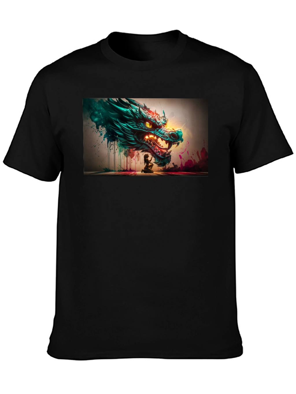 Dragon Graphic Print Black Tee