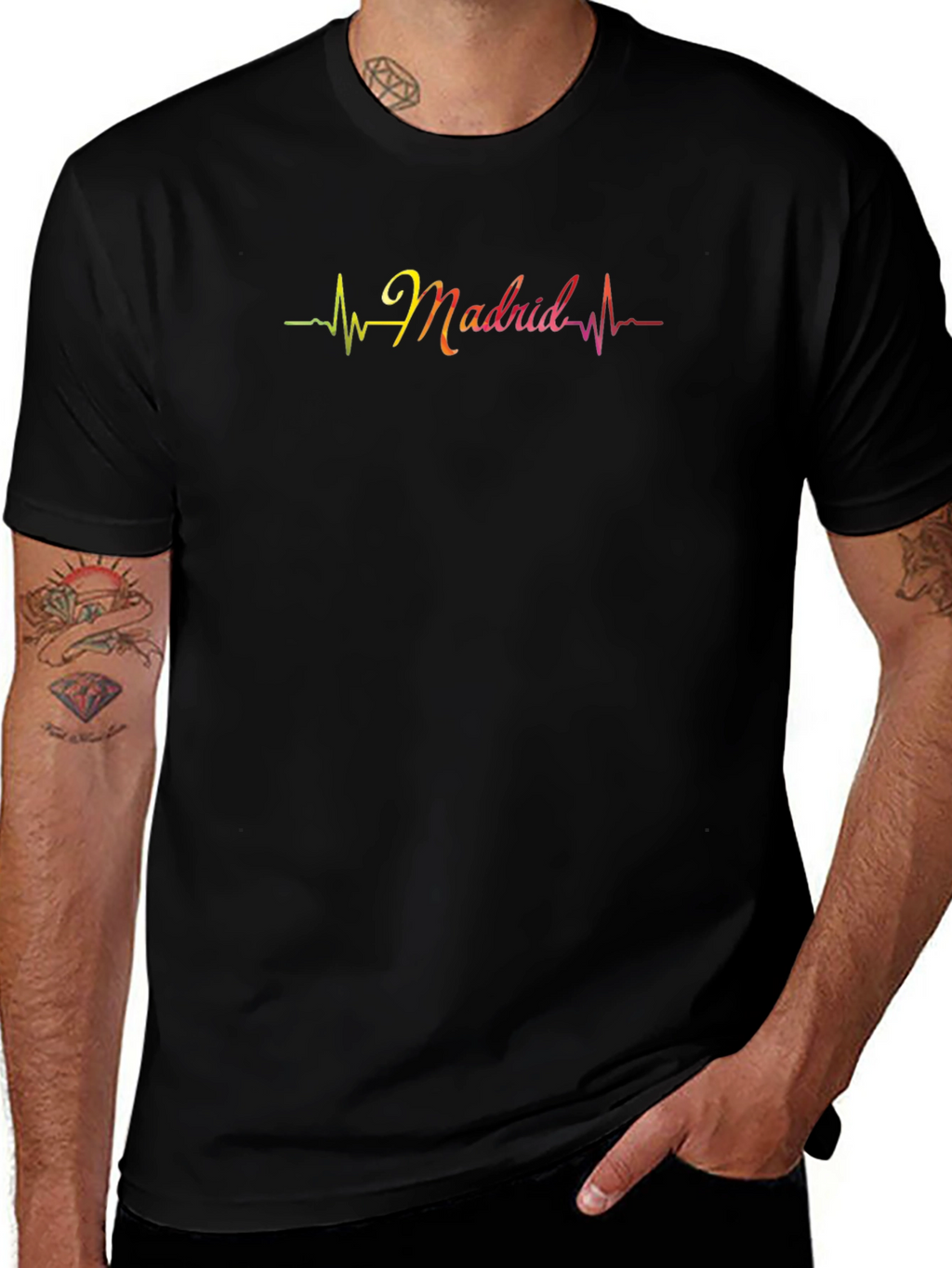 Madrid Heartbeat Graphic T-Shirt - Black