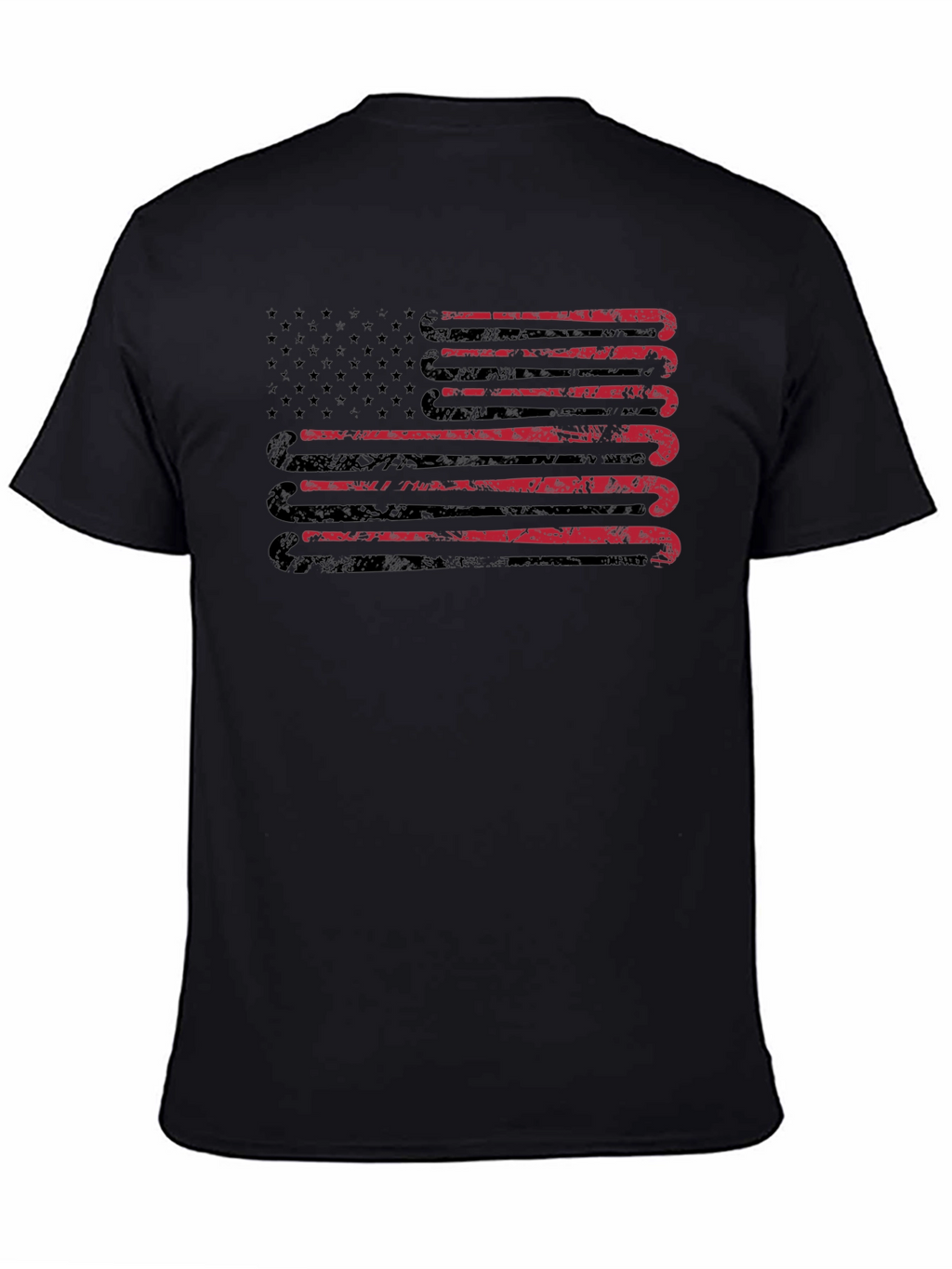 Distressed Hockey Sticks USA Flag Graphic T-Shirt