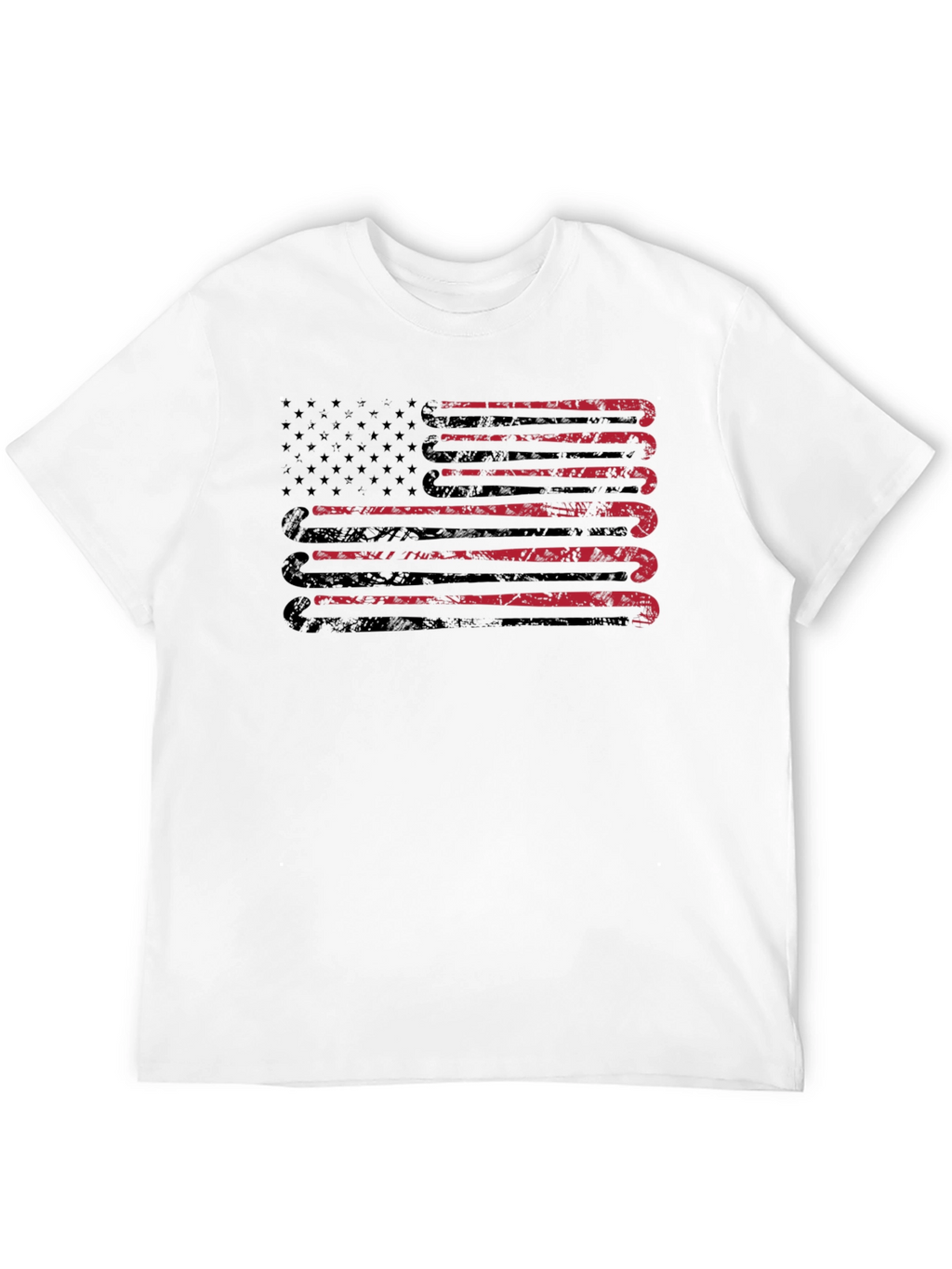 Distressed Hockey Sticks USA Flag Graphic T-Shirt
