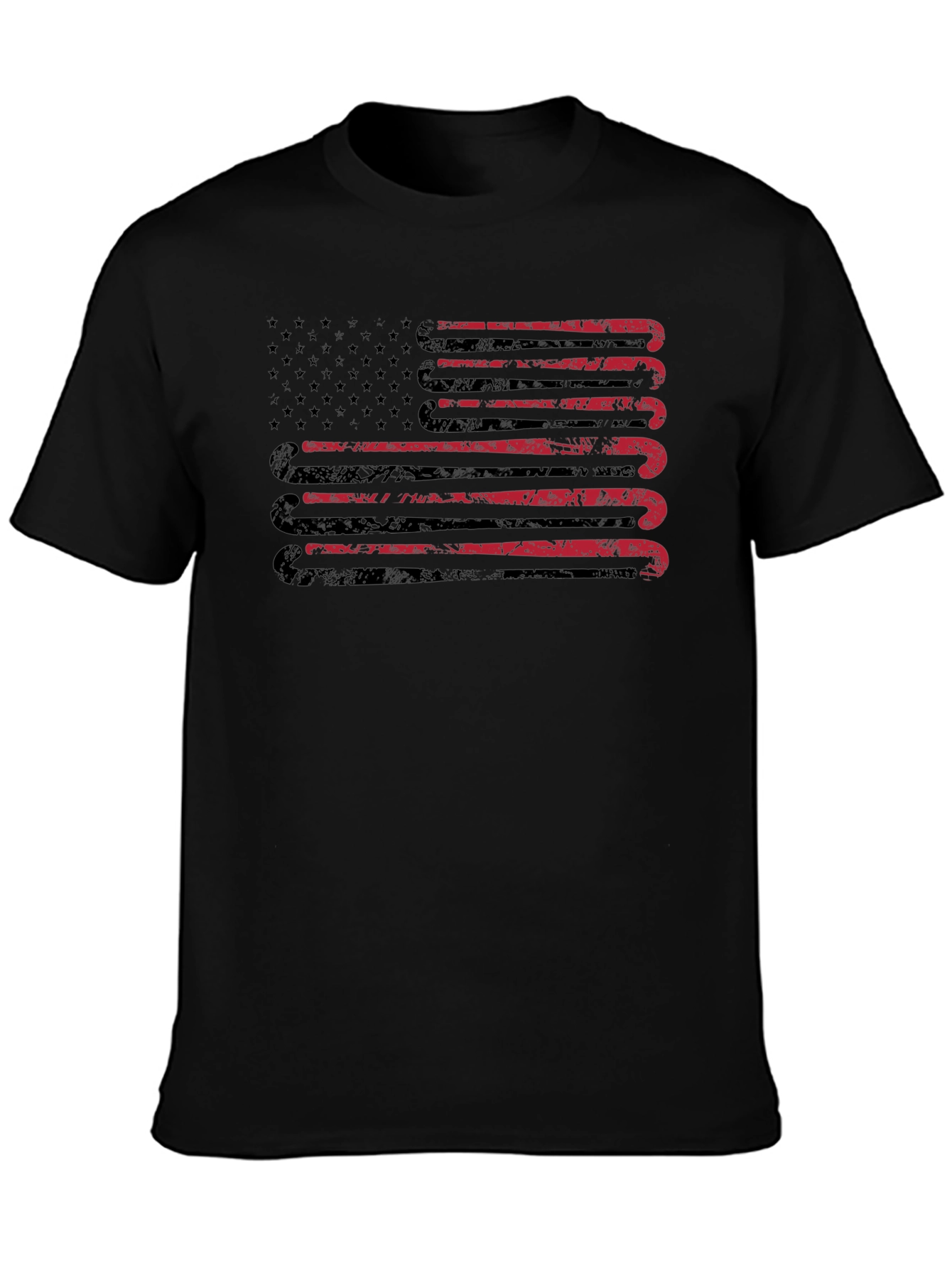 Distressed Hockey Sticks USA Flag Graphic T-Shirt