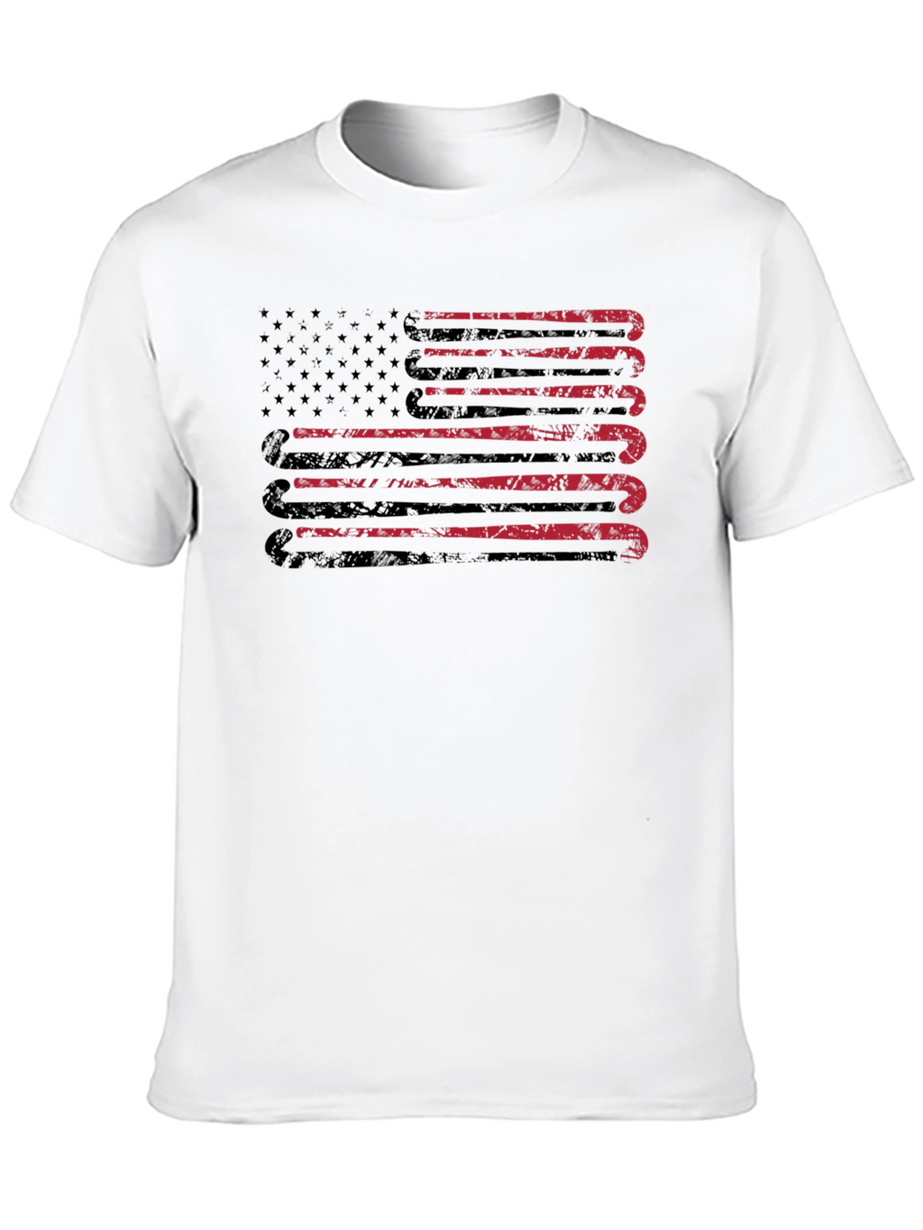 Distressed Hockey Sticks USA Flag Graphic T-Shirt