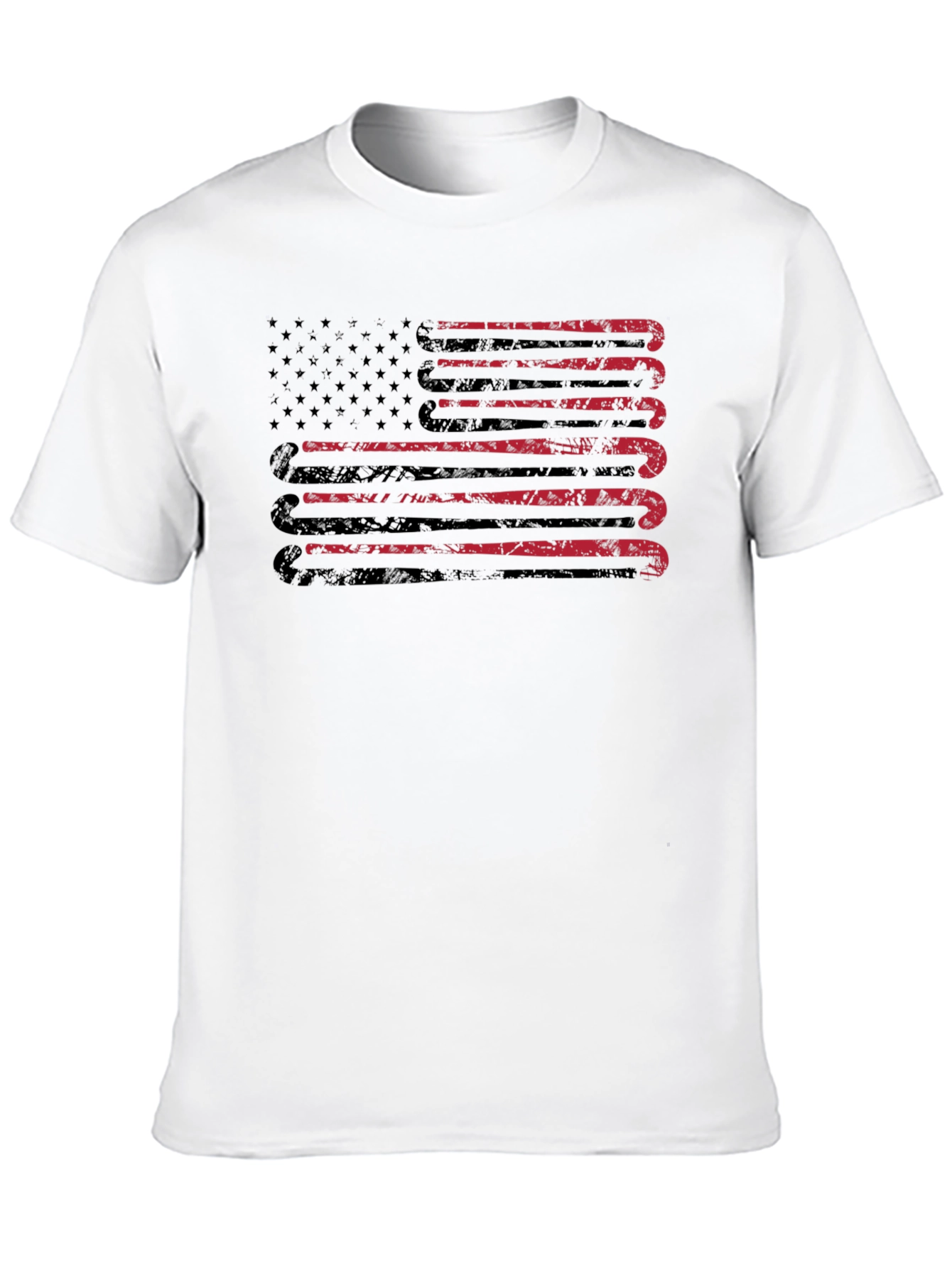 Distressed Hockey Sticks USA Flag Graphic T-Shirt