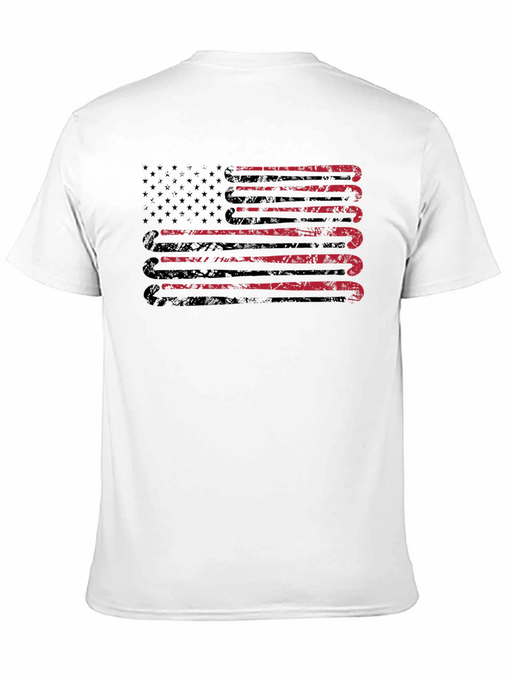 Distressed Hockey Sticks USA Flag Graphic T-Shirt