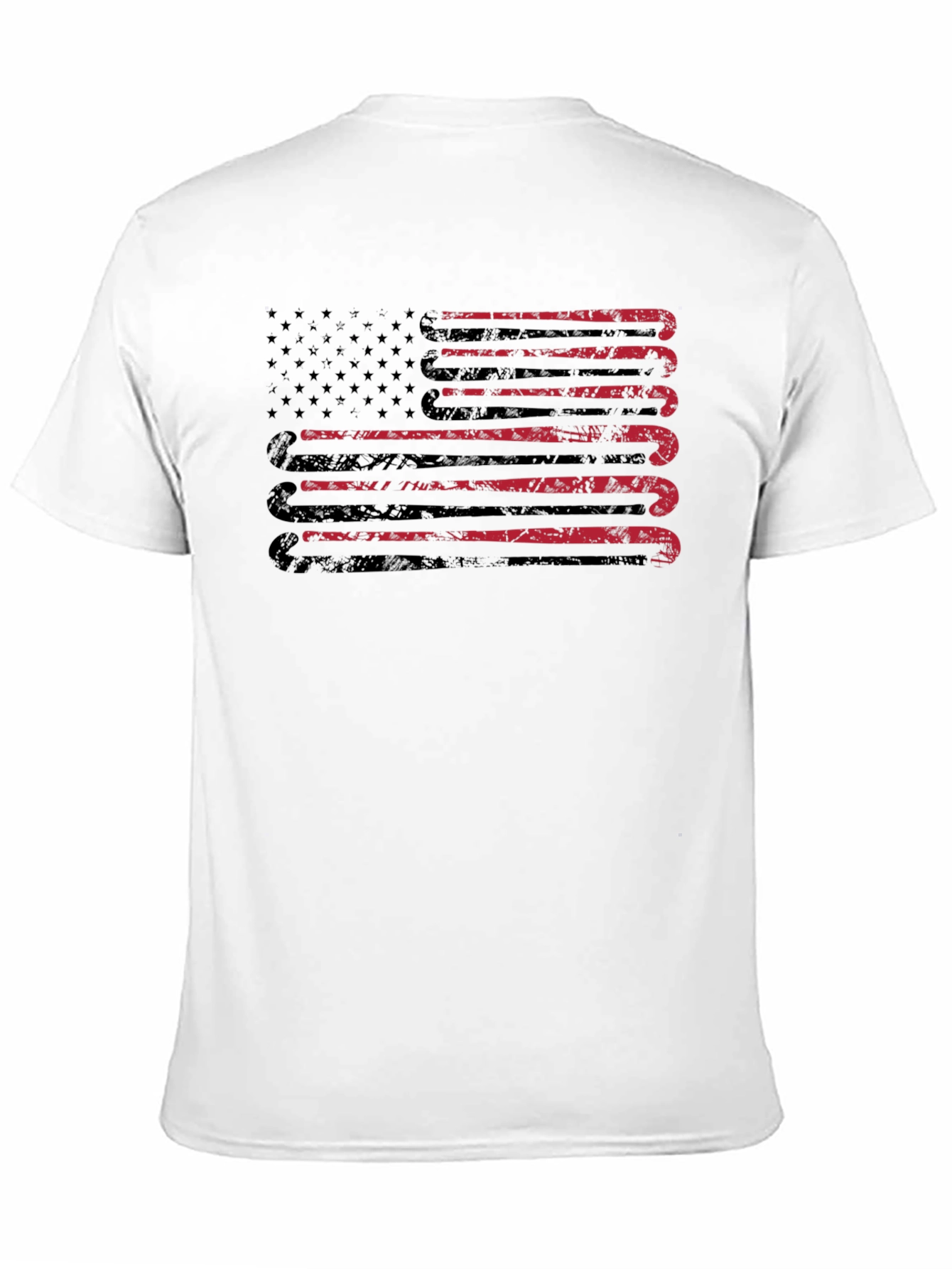 Distressed Hockey Sticks USA Flag Graphic T-Shirt