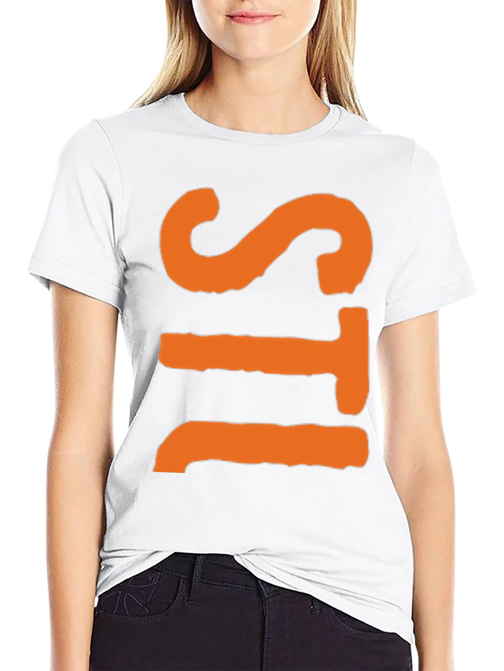 Bold Graphic Tee - Orange Letter Design