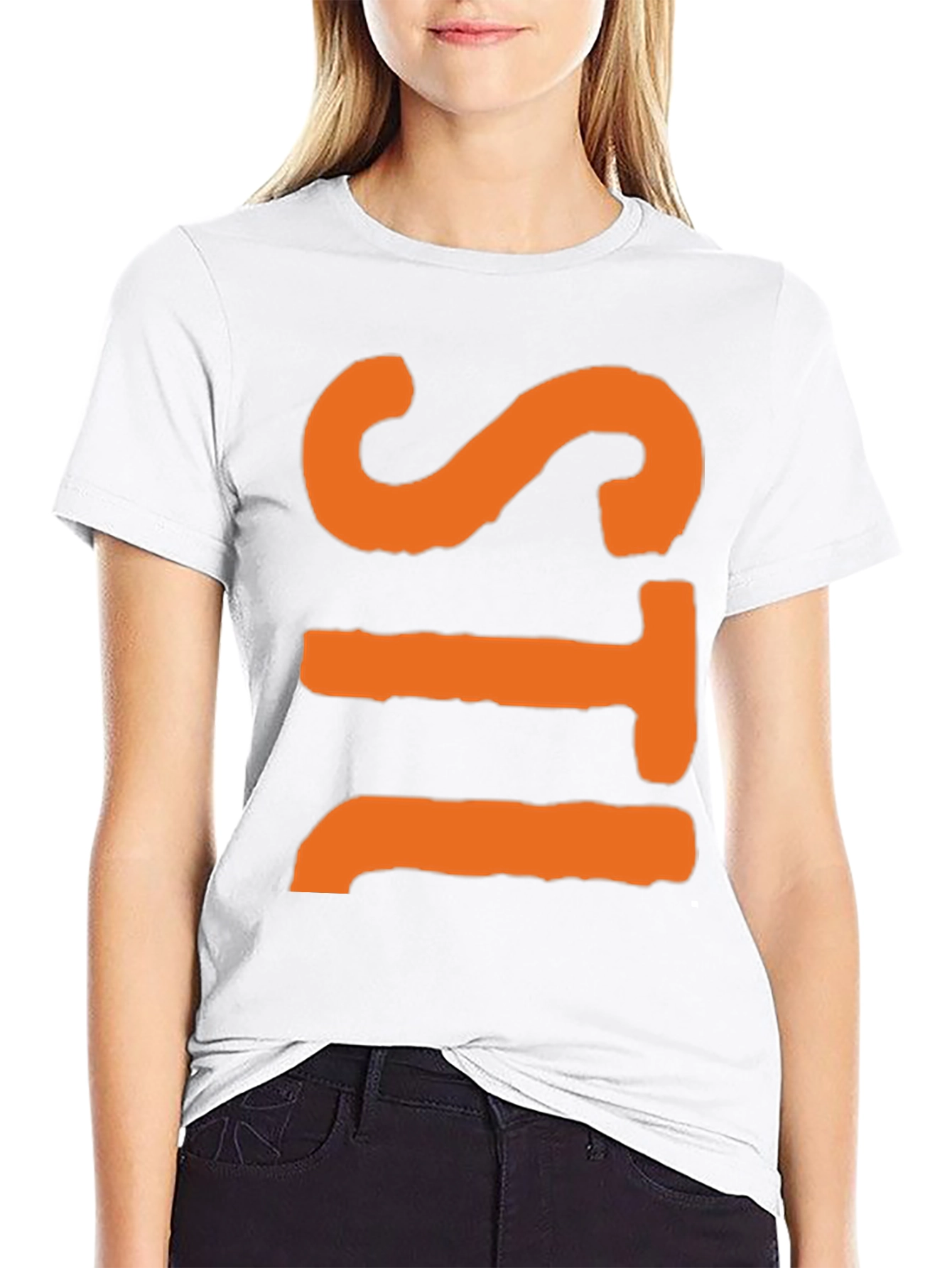Bold Graphic Tee - Orange Letter Design