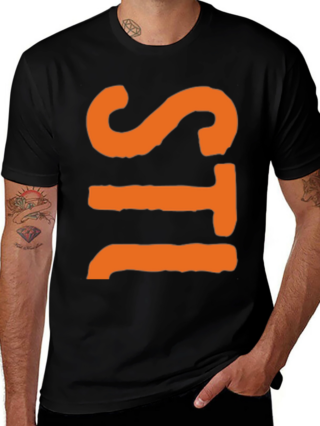 Bold Graphic Tee - Orange Letter Design