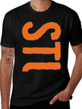 Bold Graphic Tee - Orange Letter Design