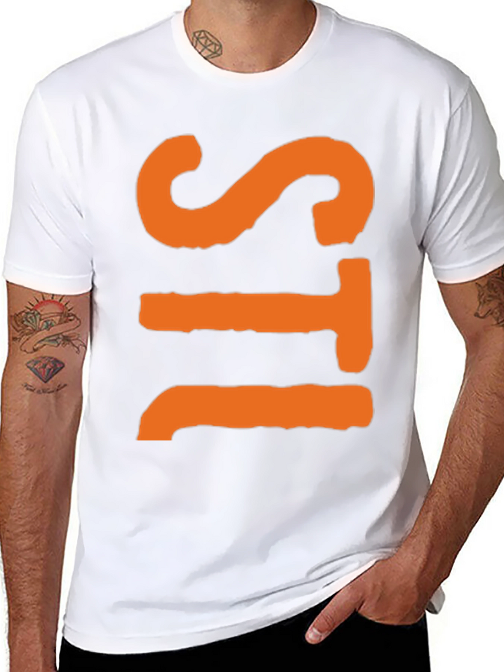 Bold Graphic Tee - Orange Letter Design