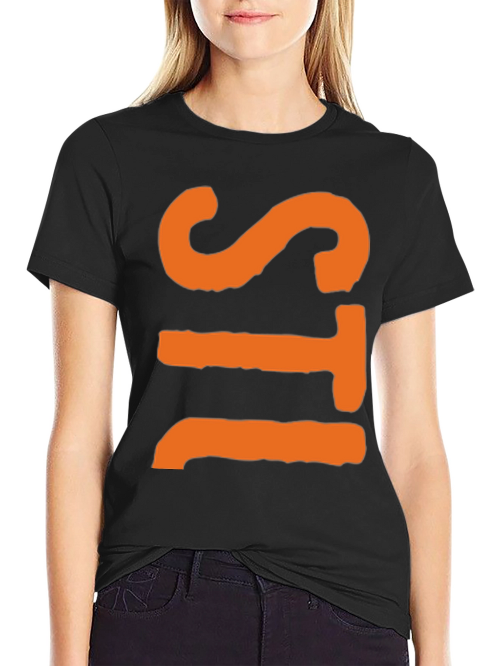 Bold Graphic Tee - Orange Letter Design