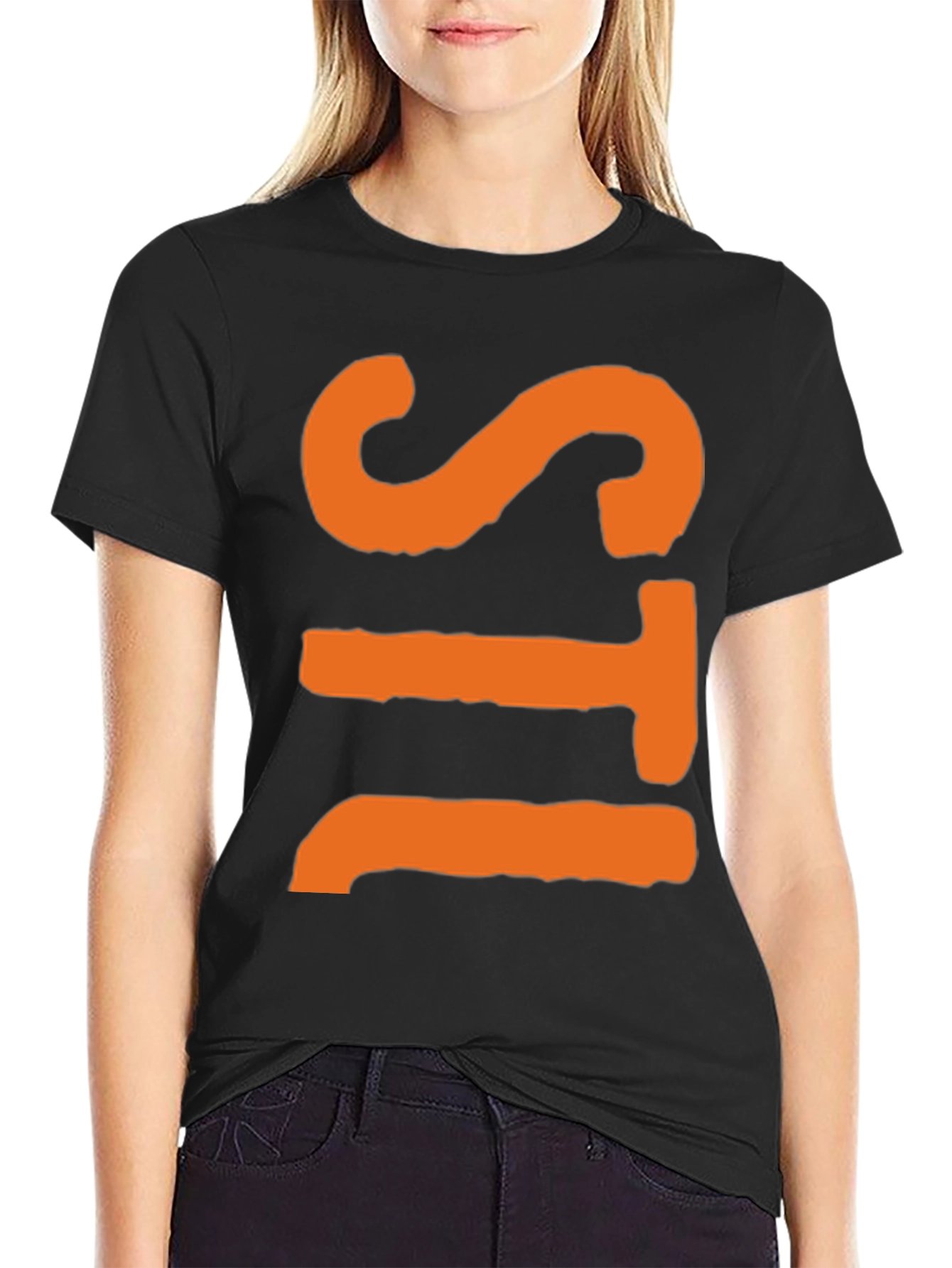 Bold Graphic Tee - Orange Letter Design