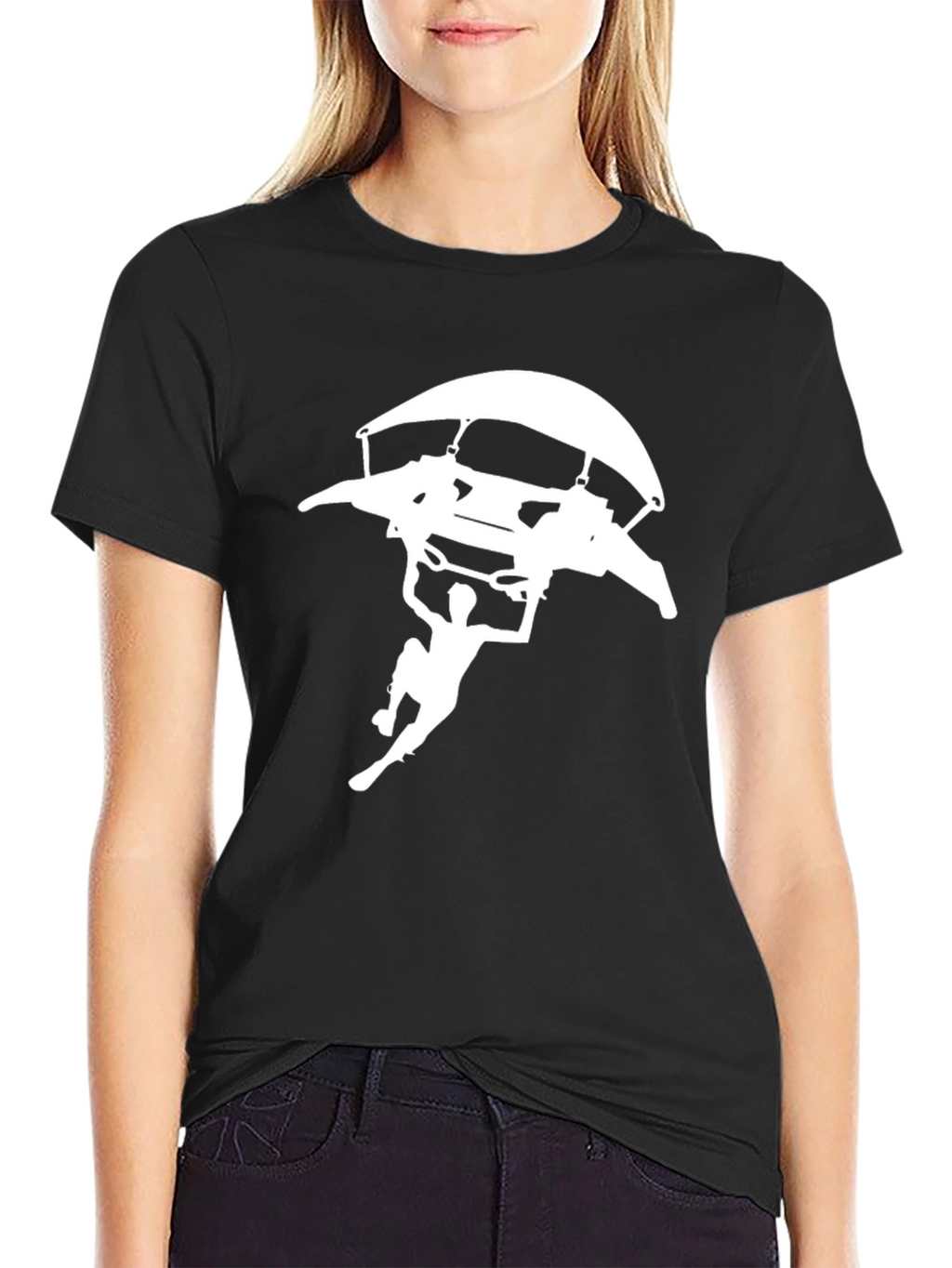 Skydiving Graphic Tee - Black Cotton T-Shirt