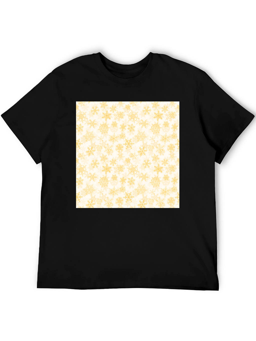 Snowflake Pattern Tee - Black Cotton Casual