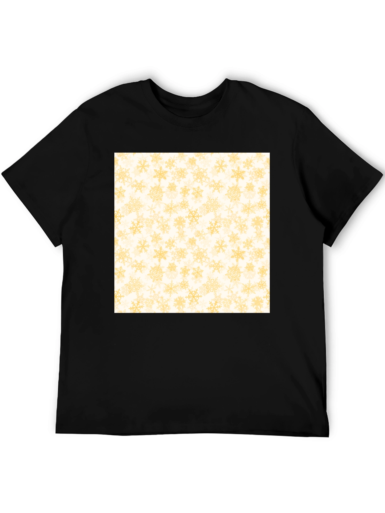 Snowflake Pattern Tee - Black Cotton Casual