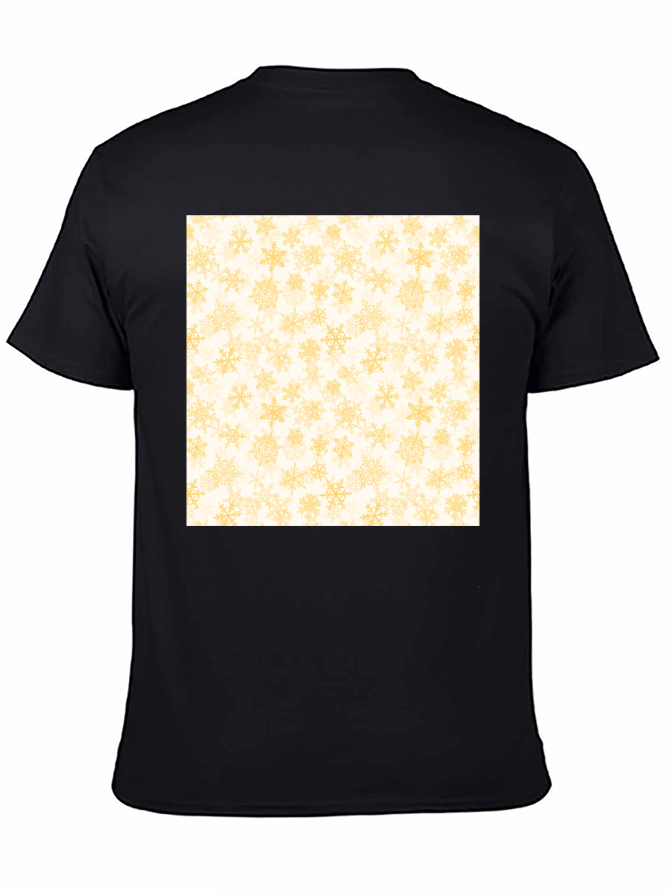 Snowflake Pattern Tee - Black Cotton Casual
