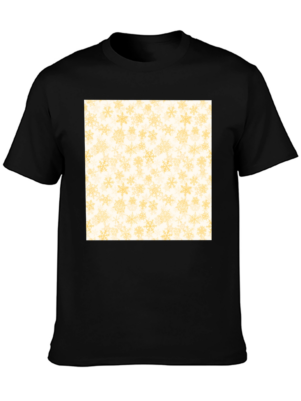 Snowflake Pattern Tee - Black Cotton Casual