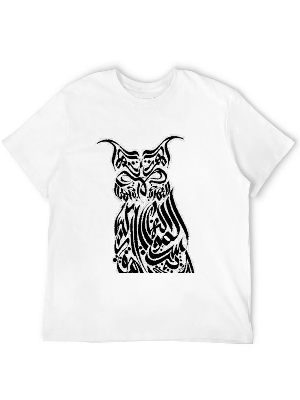 Owl Arabic Calligraphy Graphic Black T-Shirt
