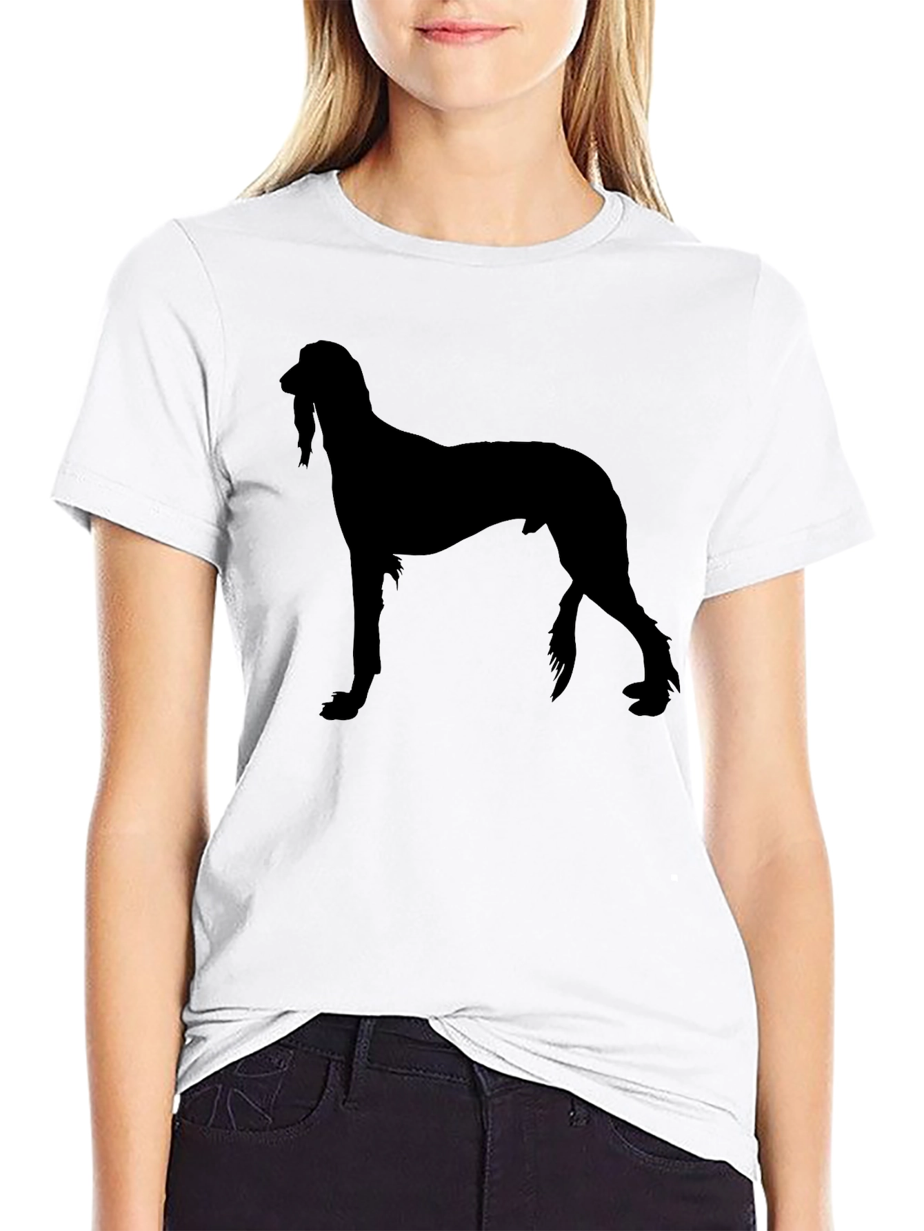 Afghan Hound Silhouette Black T-Shirt